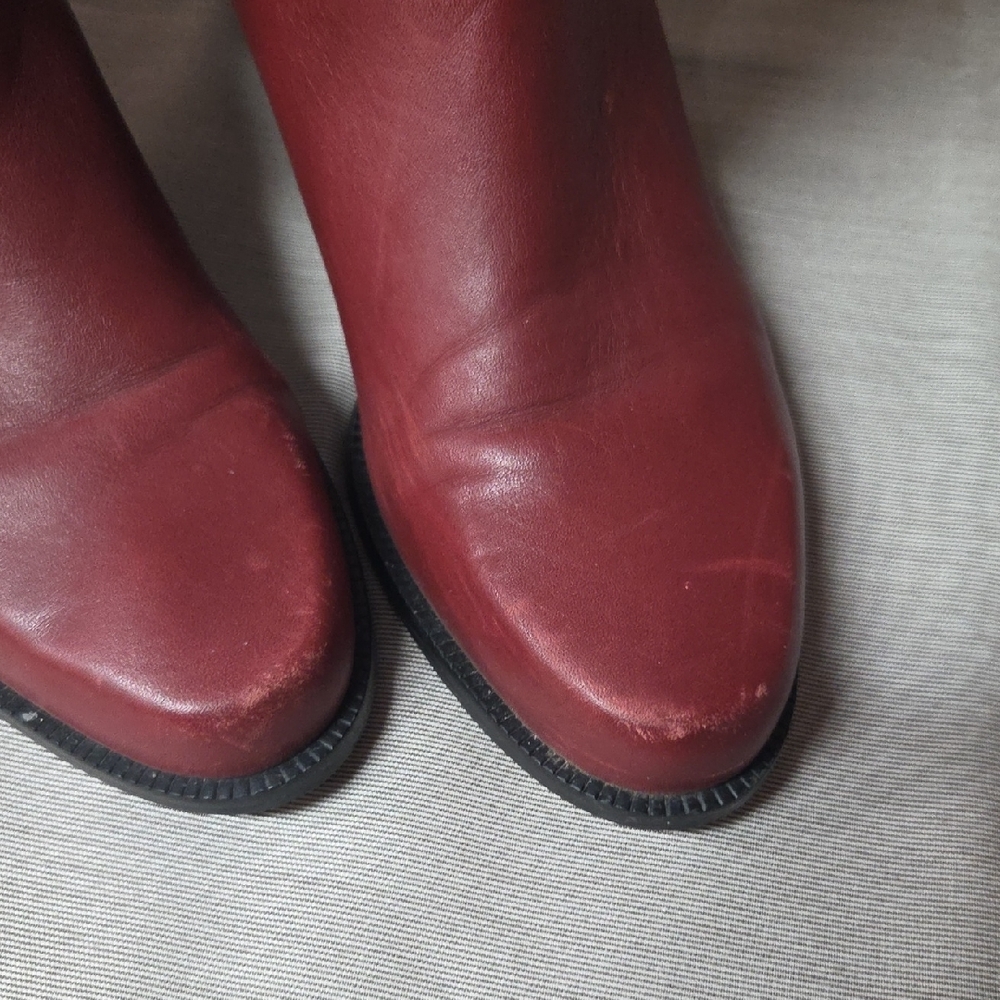 Markon Elegant Red Leather Tall Boots Sz 7m - Picture 3 of 4
